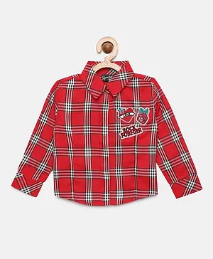Actuel Full Sleeves Checked Shirt Style Top - Red