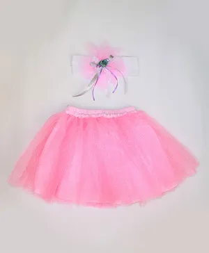 Many frocks & Tutu Skirt With Matching Headband - Pink