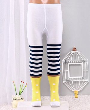Cute Walk By Babyhug Antibacterial Striped Footed Tights - Yellow