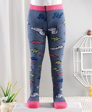 Cutewalk By Babyhug Anti Bacterial Footed Tights Butterfly Design - Multicolor