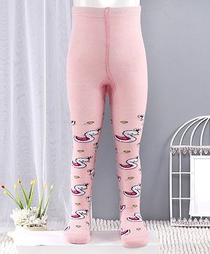 Cute Walk by Babyhug Antibacterial Footed Tights Swan Design - Pink
