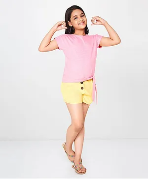 Global Desi Girl Short Sleeves Solid Top - Pink