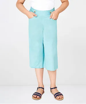 Global Desi Girl Three Fourth Length Solid Trouser - Mint Blue
