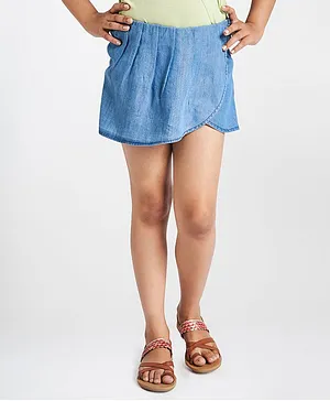 Global Desi Girl Solid Color Shorts - Blue