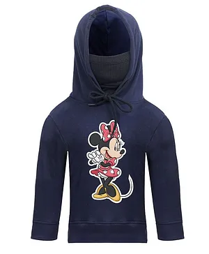 Disney By Crossroads Minnie Mouse Print Full Sleeves Hoodie - Navy Blue