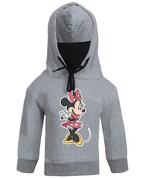 Disney By Crossroads Minnie Mouse Print Full Sleeves Hoodie - Grey
