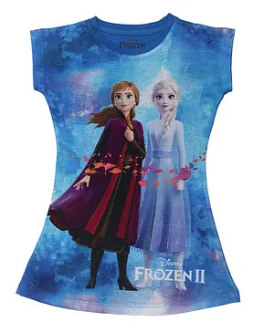 Disney By Crossroads Short Sleeves Princess Frozen Printed Dress - Blue