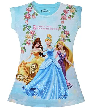 Disney By Crossroads Short Sleeves Disney Princess Printed Dress - Sky Blue