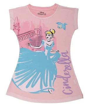 Disney By Crossroads Short Sleeves Princess Cinderella Printed Dress - Light Pink
