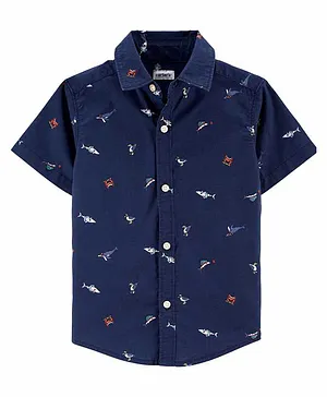 Carter's  Nautical Button-Front Shirt - Navy Blue