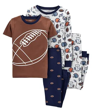 Carter's 4-Piece Football 100% Snug Fit Cotton PJs - Multicolour