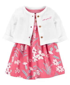 Carter's 2-Piece Bodysuit Dress & Cardigan Set - Pink