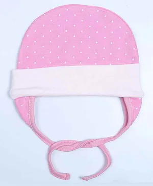 Grandma's Premium Cap with Ear Flaps and Knot - Pink Polka
