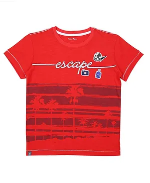 PALM TREE Escape Printed Half Sleeves Tee - Red