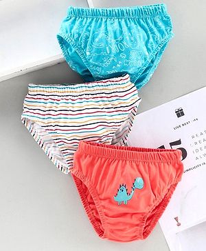 Babyhug 100% Cotton Antibacterial Brief Pack of 3 - Blue Orange