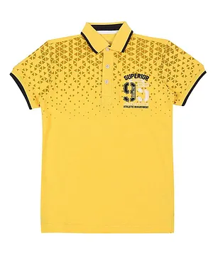 PALM TREE Short Sleeves Geometric Print T-Shirt - Yellow