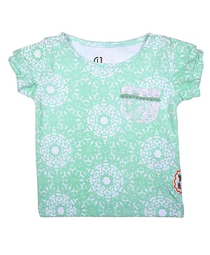GJ BABY Short Sleeves All Over Printed Top - Blue