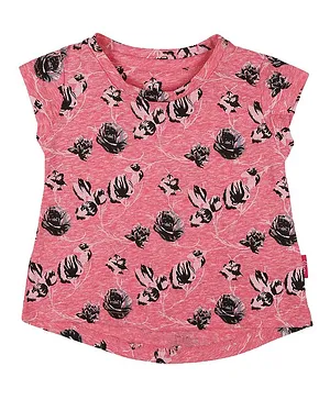 GJ BABY Short Sleeves Floral Print Top - Red