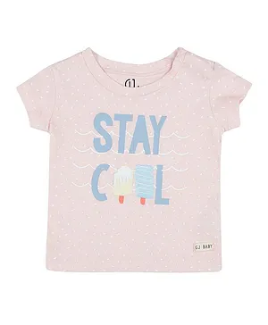GJ BABY Short Sleeves Stay Cool Printed Top - Pink