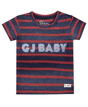 GJ BABY Short Sleeves Striped T-Shirt - Blue & Red