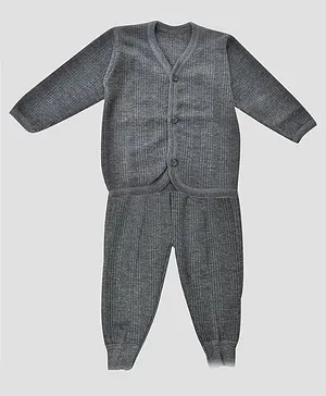 Chipbeys Full Sleeves Premium Thermal Wear Vest & Bottom Set - Charcoal