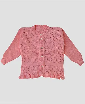 Chipbeys Hand Knitted Full Sleeves Sweater - Peach