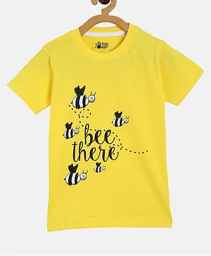 The Talking Canvas Half Sleeves Bumble Bee Printed Tee - Yellow