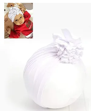 Syga Turban Flower Style Photography Cap White - Circumference 36 to 55 cm 