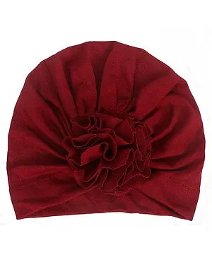Syga Turban Flower Style Photography Cap Maroon - Circumference 36 to 55 cm 