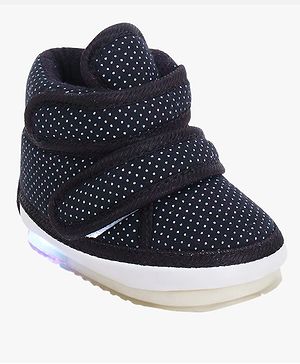 Chiu Dots Print LED Light Chu Chu Musical Sound Booties - Black