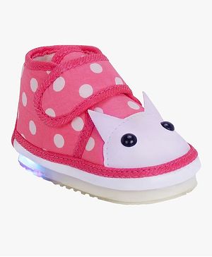 Chiu Dots Print LED Booties With Chu Chu Musical Sound - Pink