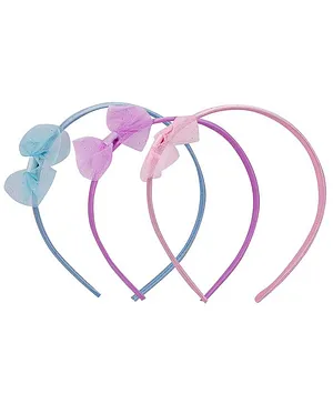 Jewelz Pack Of 3 Bow Hair Band Combo - Blue Purple & Pink