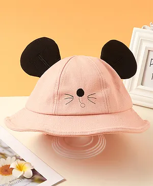 Babyhug Designer Hat with Ears Pink - Circumference  58 cm