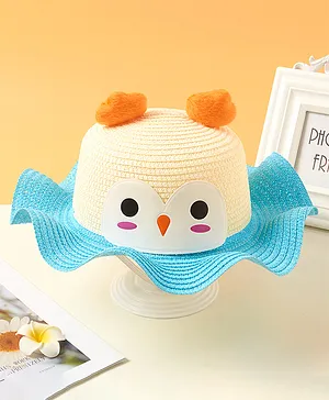 Babyhug Owl Design Hat Blue - Circumference 54 cm