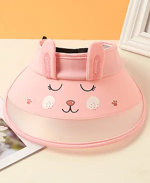 Babyhug Summer Cap Animal Face Print Pink - Circumference 57 cm