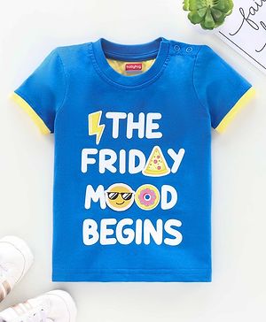 Babyhug Half Sleeves Tee Text Print - Blue
