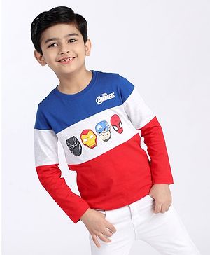 Babyhug Full Sleeves Tee Biowashed Avengers Print - Navy Blue Grey Red - 6-9m Red