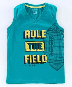 Cucu Fun Sleeveless T-Shirt Rule the Field Print - Blue