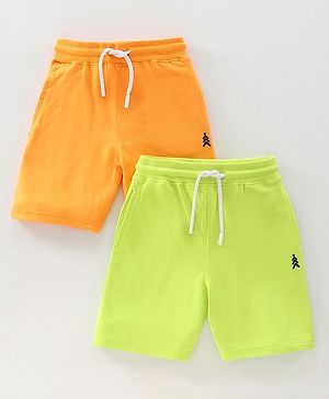 Pine Kids Biowash Shorts Pack of 2 - Orange Green