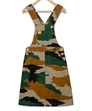 Olele Sleeveless Camouflage Print Dungaree Style Dress - Multi Colour