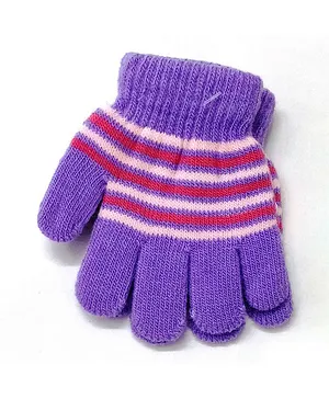 Kid-O-World Striped Gloves - Purple