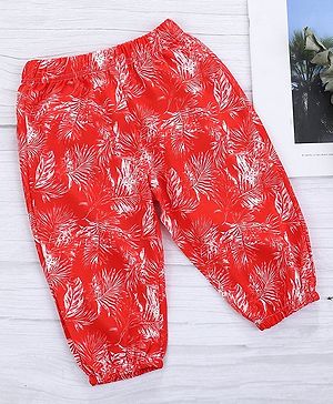 Kookie Kids Full Length Lounge Pant Leaf Print - Orange