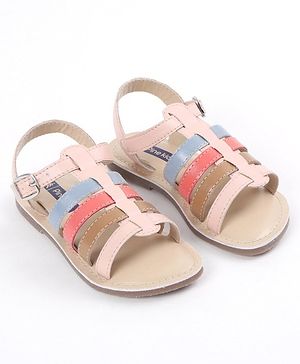 Pine Kids Party Wear Sandals - Pink & Multicolor