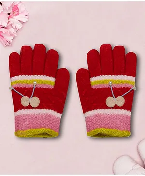 Coco Candy Bow  Hand Gloves - Mahroon'