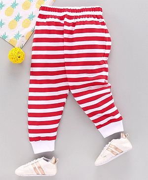 Babyhug Full Length Striped Lounge Pant - Red