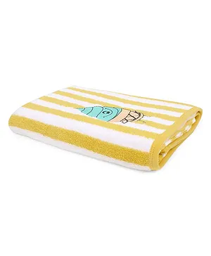 My Milestones Kids Bath Towel Modern Stripes  Yellow / White