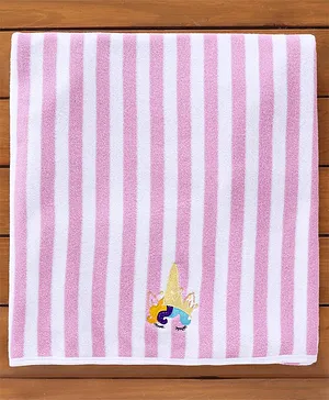 My Milestones Kids Bath Towel Modern Stripes  Pink / White