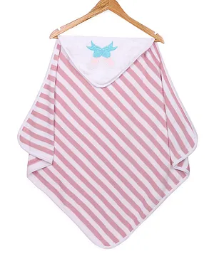My Milestones Baby Hooded Towels Modern Stripes - Pink White