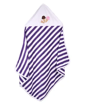 My Milestones Baby Hooded Towels Modern Stripes - Purple White