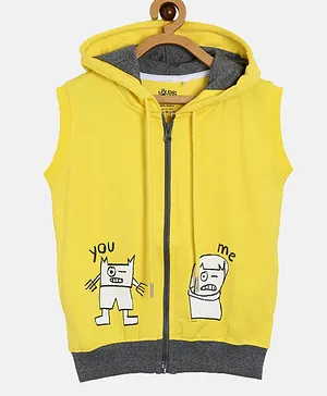 The Talking Canvas Sleeveless Printed Hoodie - Yellow